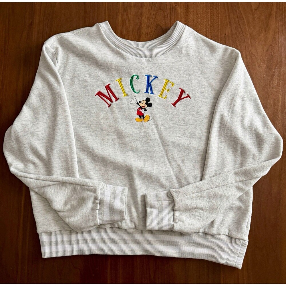Disney Mickey and Friends Mickey Mouse Gray Crewneck Fleece Sweatshirt M